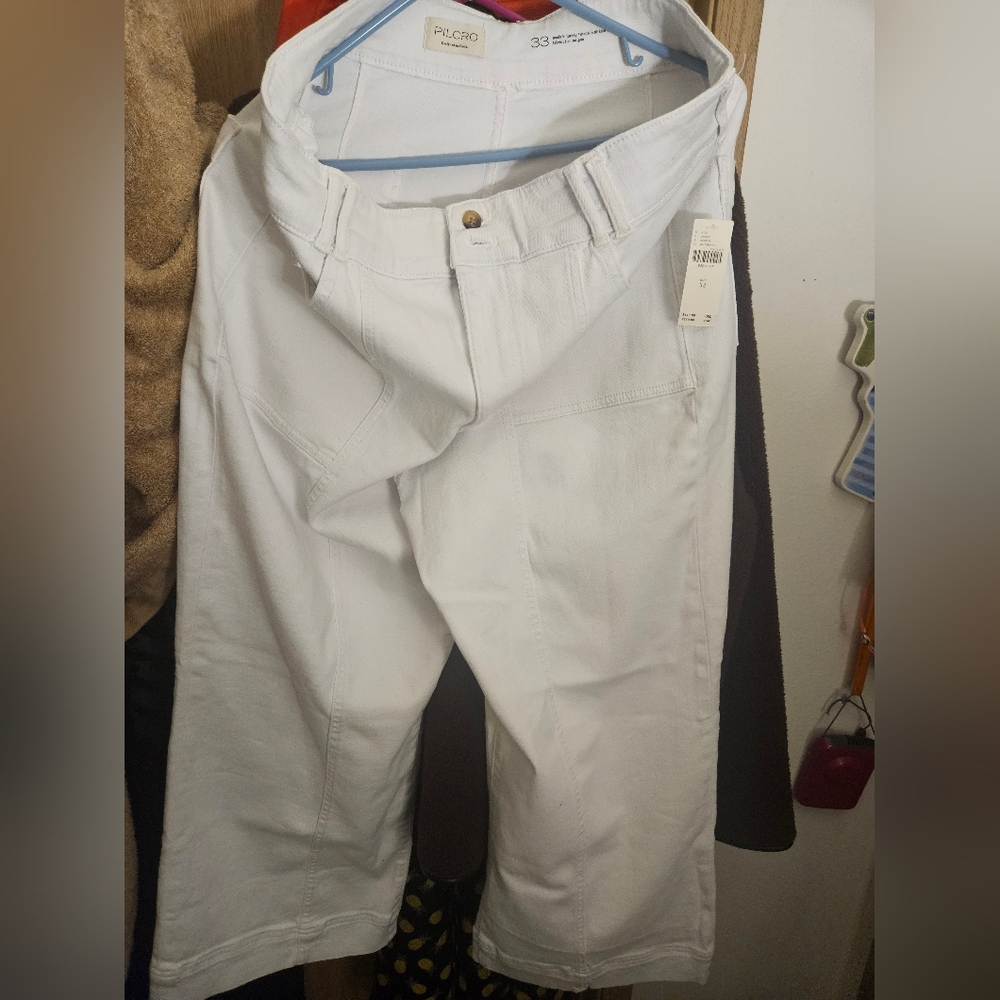 NWT White Anthropologie Wide Legged Jeans